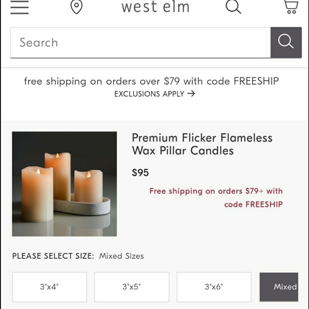 West Elm -Flicker Flameless Wax Pillar Candles